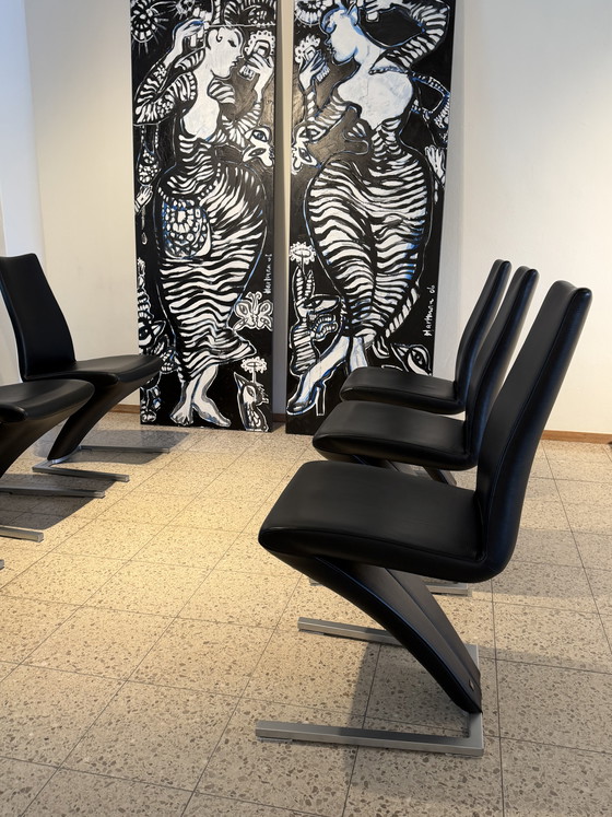 Image 1 of Rolf Benz stoelen 7800 zwart leer  (6)