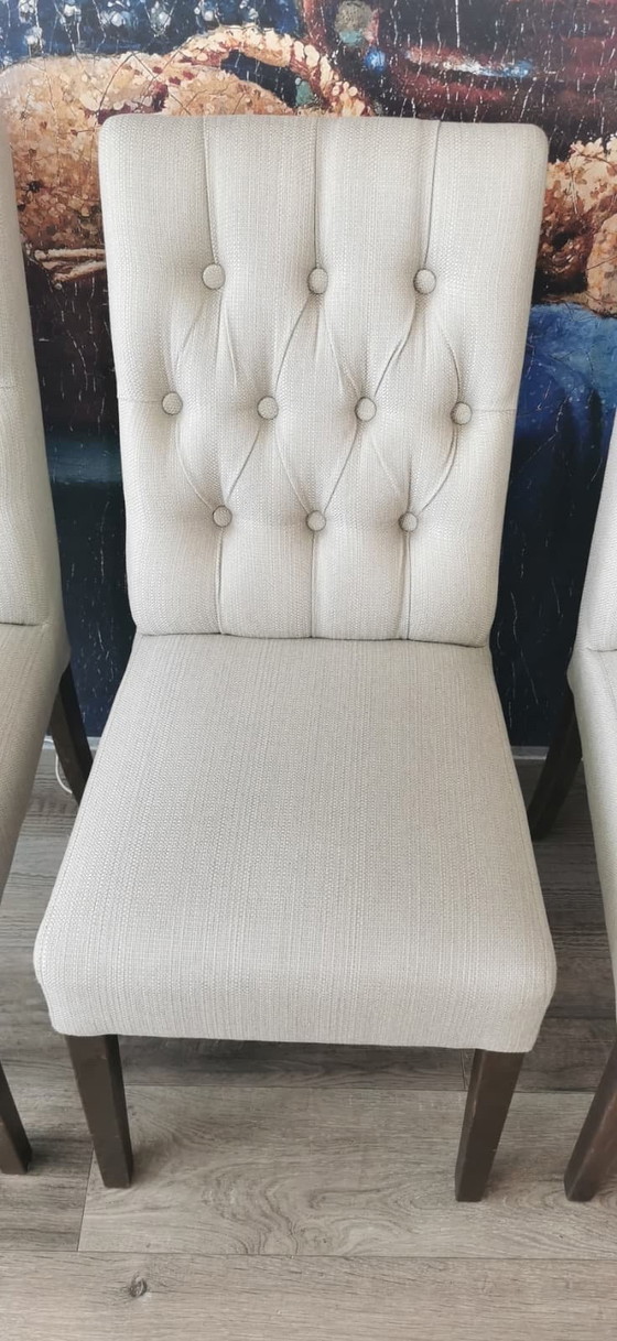 Image 1 of 6 beige stoelen/ 6 beige chairs