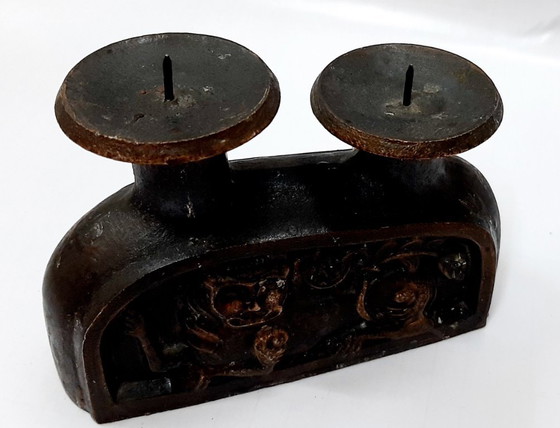 Image 1 of Portacandele doppio in ghisa d'epoca