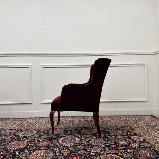 Set Chesterfield Sessel, Samt rot – Holz (photo 10 of 10)