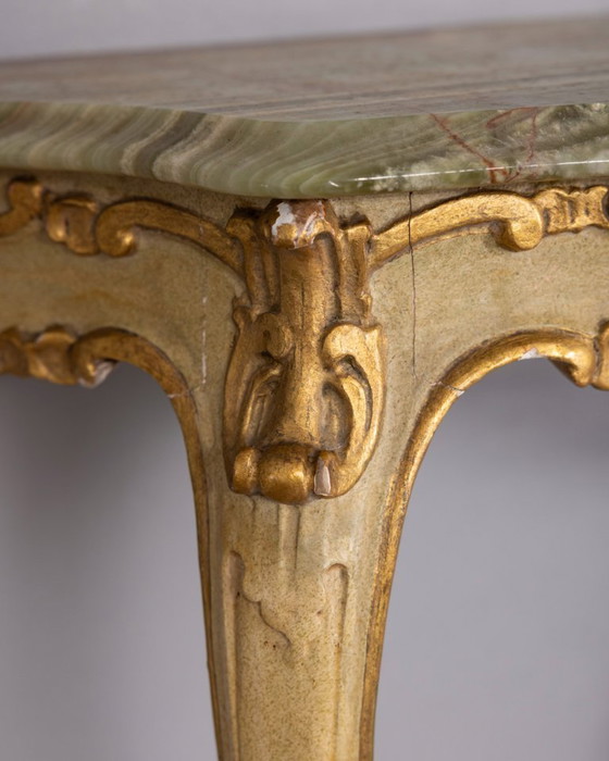 Image 1 of BAROQUE STYLE WALL CONSOLE IN GILDED WOOD AND ONYX, EARLY 20TH CENTURY