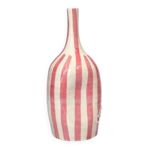 Gestreifte rosa handwerkliche Flaschenvase