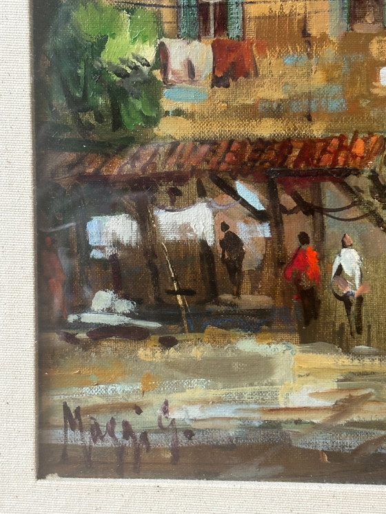 Oil Painting on Cardboard "Disappearing Milan: Vicolo dei Lavandai" by Giampietro Maggi (photo 6 of 11)