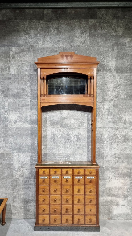 Image 1 of Apothecary Cabinet Drawers Antique Pharmacy Cabinet