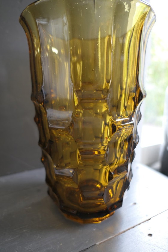 Image 1 of Vaso in vetro Art Déco color ambra