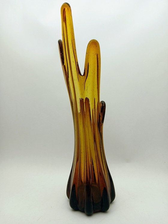 Image 1 of Vintage French Amber Glass Vase