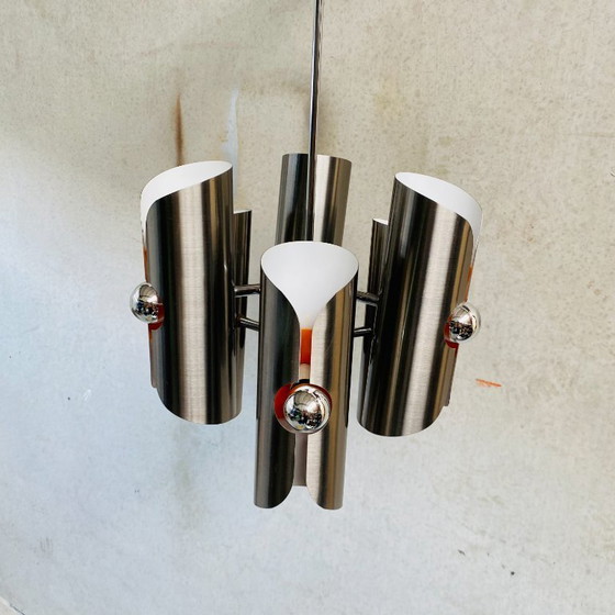 Image 1 of Space Age Aluminum Pendant Lamp By Polam Bielsko-Białae 1970