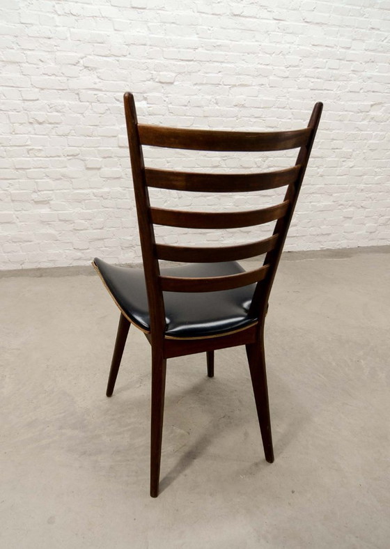 Image 1 of Set of Four ‘Quattro Colori’ Teak and Leatherette Dining Chairs in Style of Cees Braakman. The Netherlands, 1960s.