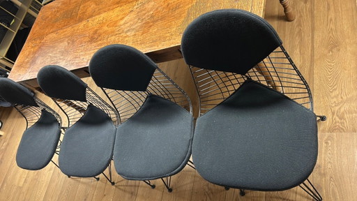 4x Vitra Wire Chair DKR-2 – eetkamerstoelen, Metal, Textile