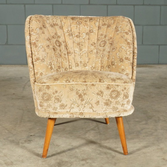 Image 1 of Fauteuils de cocktail vintage – velours beige – années 1960