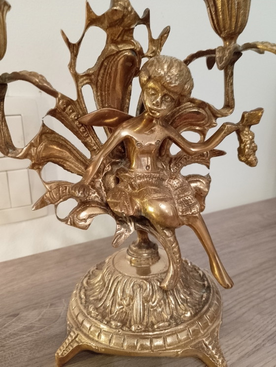 Image 1 of Candélabre en bronze nymphes ailées style Louis XV 19e France