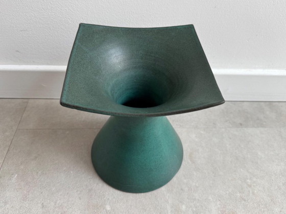 1x Grote 1970s Cor Unum Keramiek Vaas / Boeket Vaas - Green – Vazen, Ceramic (photo 6 of 9)
