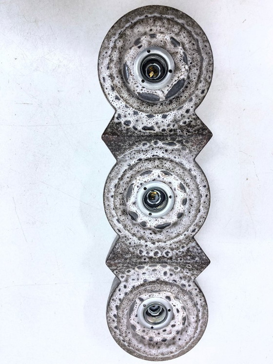 Image 1 of Two triple wall lamps from the 1960s/70s, brutalist style, PAN ceramics