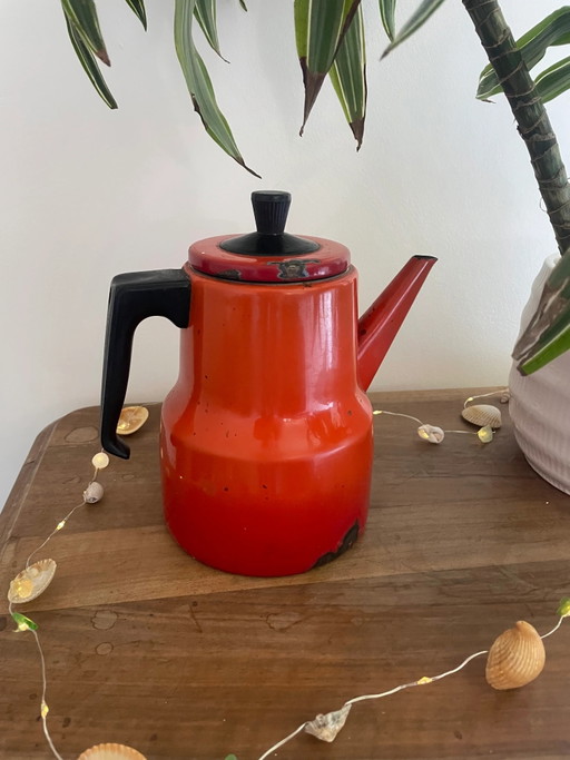 Vintage orange enamel coffeepot