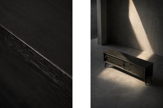 Image 1 of Vintage Mid-Century Modern Scandinavian Dark Oak Sideboard with Wooden & Metal Handles, 1960s