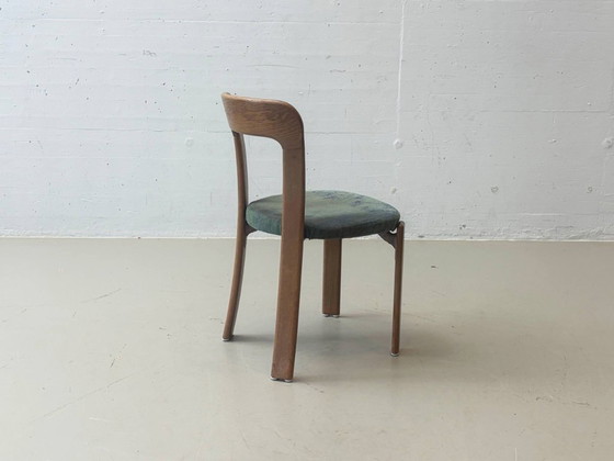 Stapelbare stoelen van Bruno Rey met groene stoffen zittingen voor Dietiker, Zwitserland, jaren 70. (photo 3 of 13)