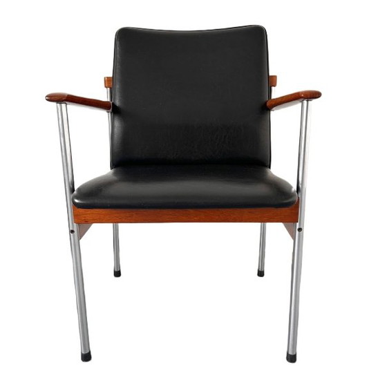 Image 1 of Vintage Danish Design Thereca chair mid-century teak black 1970's