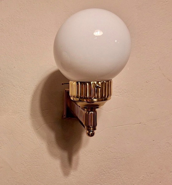 Astoria Art Deco wandlamp van messing en glas, ontworpen door Josef Hoffmann – WOKA, Wandlampen (photo 3 of 9)