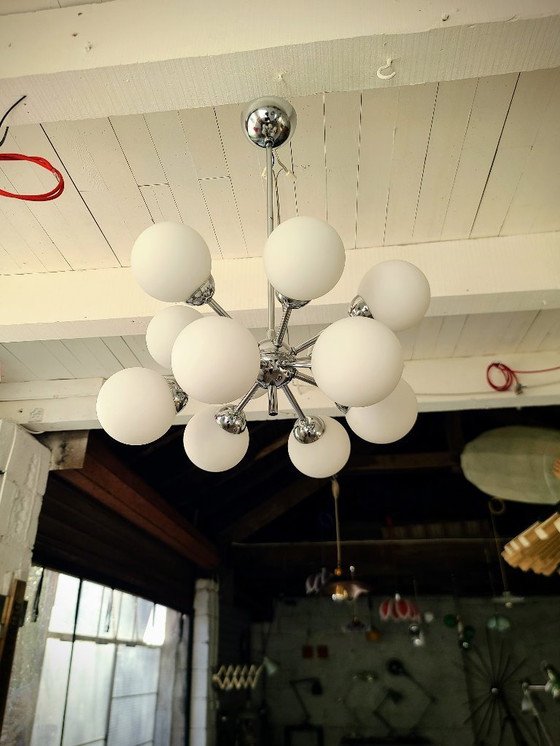 Image 1 of Lampadario Sputnik con 12 globi - cromato anni '70