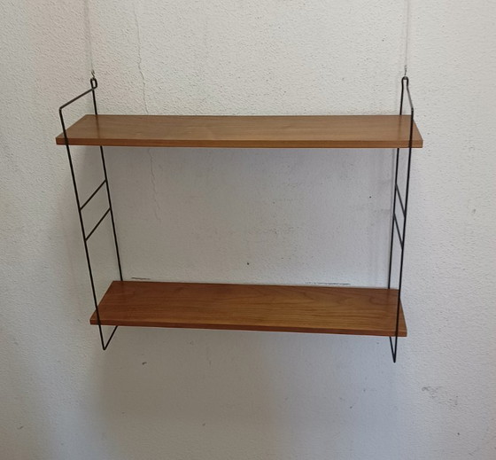 Wandregal aus den Fünfzigerjahren mit zwei Ablagen – Metal, Wood (photo 4 of 8)