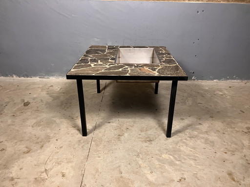 Brutalist coffee table side table slate planter