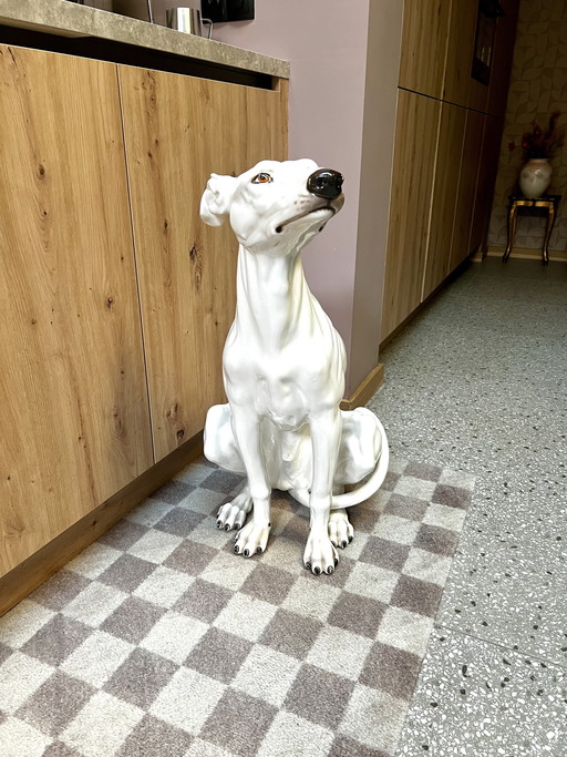 Statua vintage di levriero XL, realizzata in Italia.