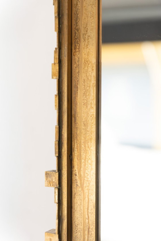 Paire de grands miroirs en laiton doré et patiné. Contemporains. – Brass (photo 7 of 7)