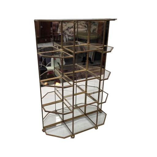 Hollywood Regency-messingvitrine