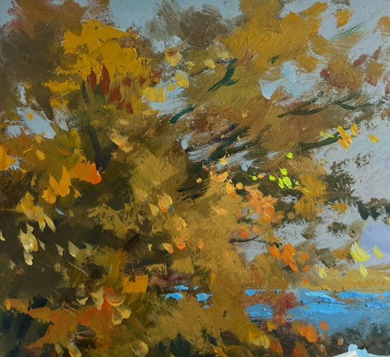 Image 1 of Original Oil Painting Coastal River Landscape A storm is coming