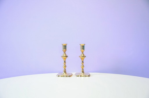Set of 2 Vintage Brass Candle Holders by Glinde Line