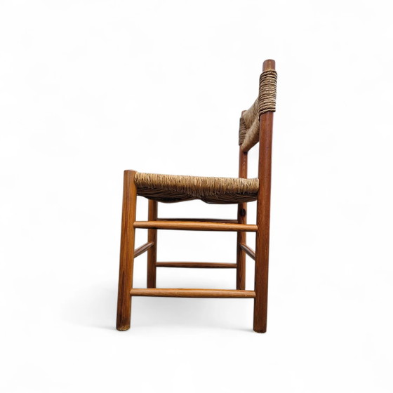 2 x pine wood woven reed dining chairs / France 1950s (photo 29 of 40)