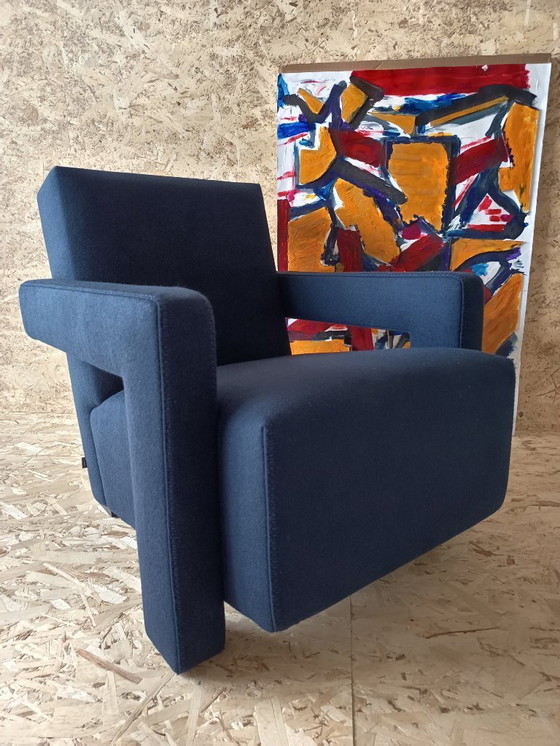 Image 1 of CASSINA Utrecht 637 armchair in Midnight BLUE Kvadrat wool by Gerrit Rietveld