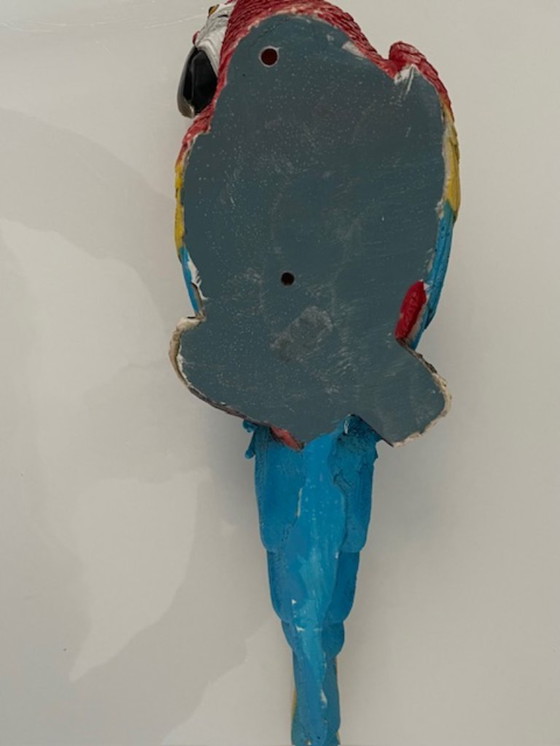 Image 1 of Wall sculpture red macaw parrot colorful design