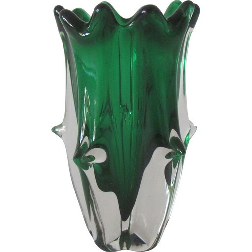 Vase vintage en métal et verre par J. Hospodka pour Chřibská, Tchécoslovaquie 1970