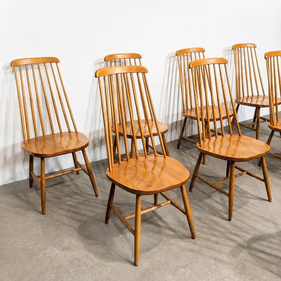 Image 1 of Set van 4 vintage Scandinavische houten stoelen