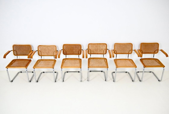 Sedie da pranzo Stile B32 di Marcel Breuer, Set di 6 – Rattan, Legno (photo 7 of 10)