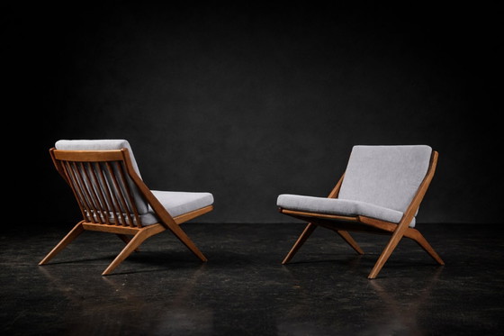 Image 1 of Chaises ciseaux suédoises vintage du milieu du XXe siècle, par Folke Ohlsson pour Bodafors, lot de 2, années 1960