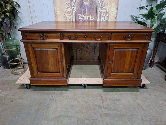 Image 1 of Classic Teak double-sided writing desk partner desk dimensions: 161x90m and 79cm high.