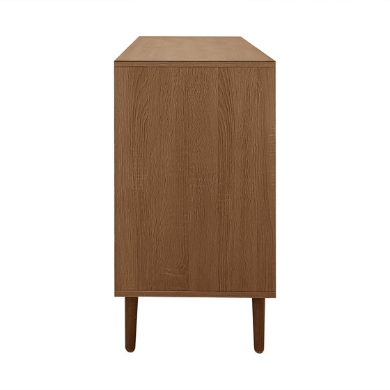 Image 1 of Urban Meuble buffetkast in vintage houtlook met rotan deuren, 2 deuren, 2 laden, 130 x 75,5 x 40 cm, CROLZOI