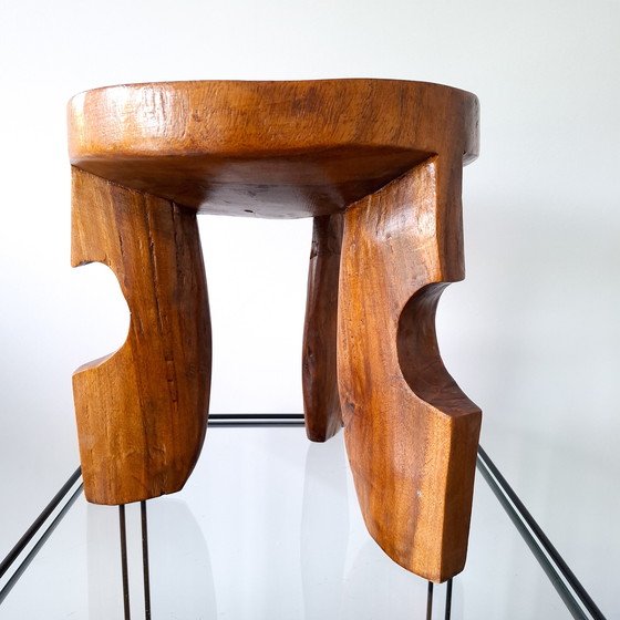 Image 1 of Tripod wooden stool traditional Ethiopian Burchuma