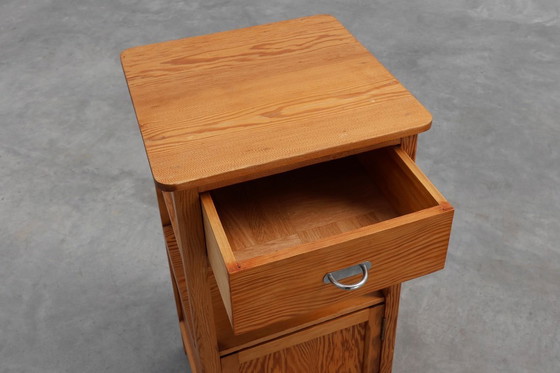 Image 1 of Robust Art Deco nightstand in pine wood, France 1940s