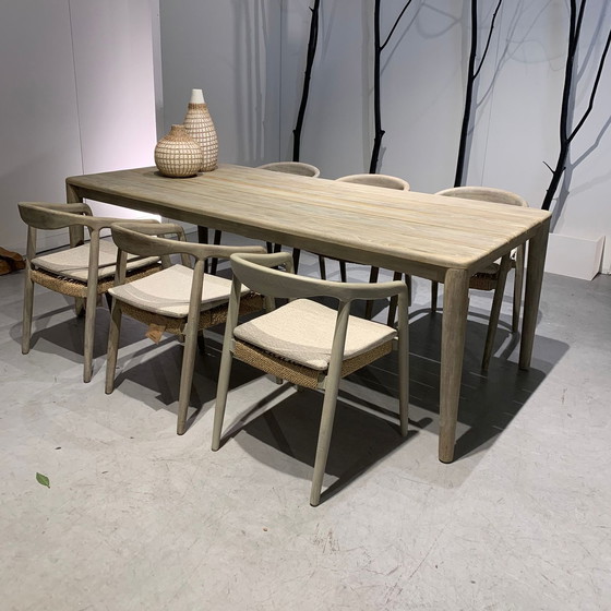 Image 1 of Castle Line Teak Grey garden table with garden chair (set of 8)