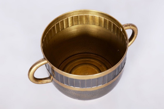 Originele Art Deco jardinière, professioneel gereinigd messing, Tsjechisch, jaren 1910 – Plantenbak, Brass (photo 5 of 9)