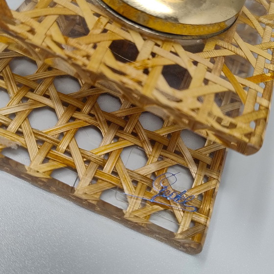 Image 1 of 1970 Prachtige tafelaansteker in Weens stro van Geolel, gemaakt in Italië