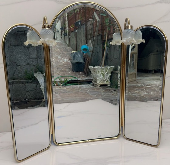 Image 1 of Vintage gold brass mirror