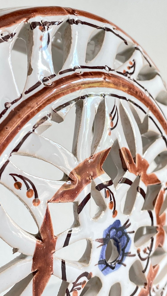 Image 1 of Kunsthandwerkliche Wandleuchte Terrakotta Zentrum Blau