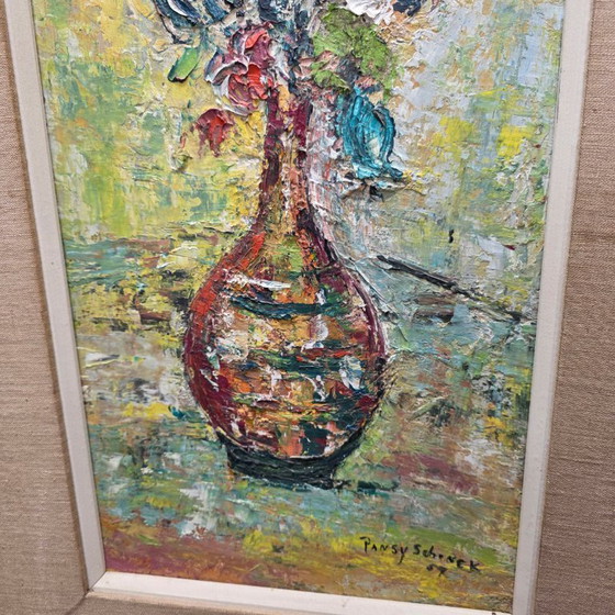 Image 1 of Tableau floral vintage Pensée Schenck