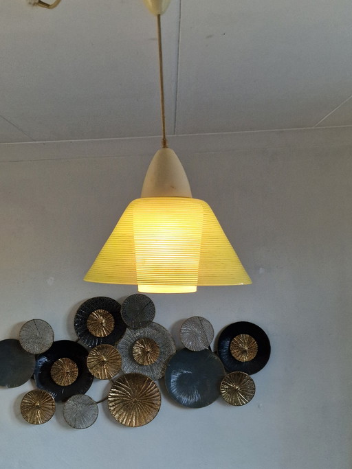 Deense Vintage Hanglamp Gestreept Glas – hanglampen, Plastic (photo 2 of 5)