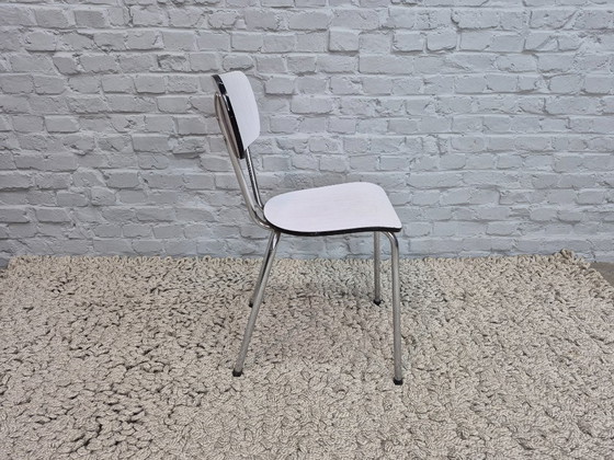 Image 1 of Sedie da cucina dal design vintage di Brabantia, in formica striata bianca e grigio chiaro, Paesi Bassi, anni '60 - Set di 2