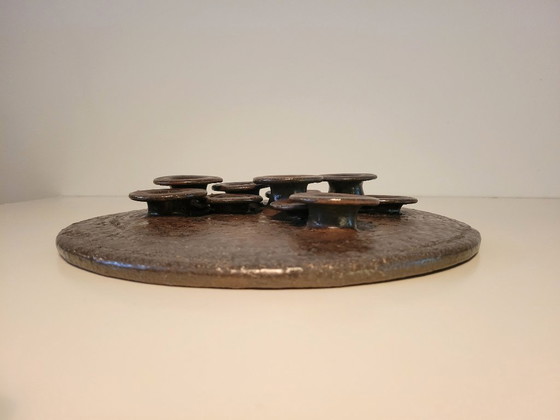 Image 1 of Brutalist ceramic candle holder by Rudi Stahl 1970